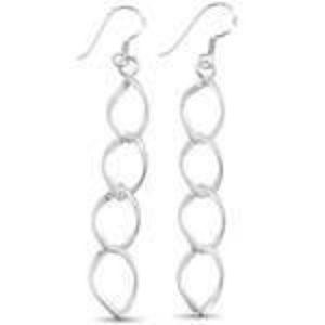 Sterling Silver Plain Modern Design Drop Dangle Ea